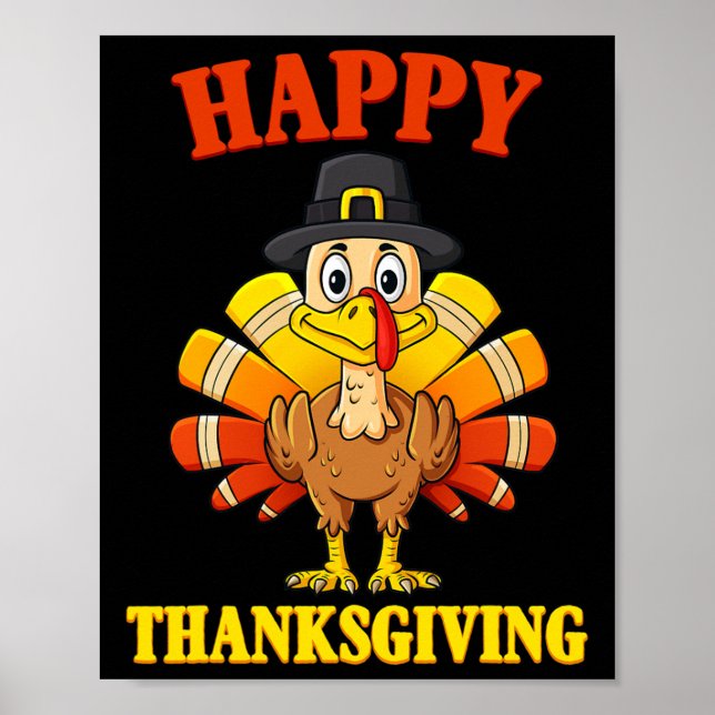 Poster Bon thanksgiving Turquie Pèlerin Garçons Filles En (Devant)