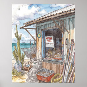 Poster Bonaire fish shack épuisé
