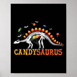 Poster Bonbons Corn Dinosaure Squelette Halloween heureux