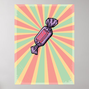 Poster Bonbons Emballés Art Pop Vintage