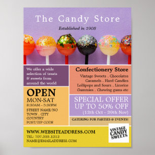 Poster Bonbons Lollipop, Fournitures de confiserie Public