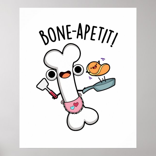Poster Bone Apetit Funny Cuisine Pun (Devant)