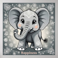 Bonheur Baby Elephant AI Imaginaire Art numérique