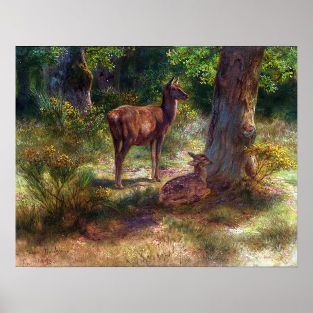 Poster Bonheur - Cerfs Et Bêtes En Bois (Devant)