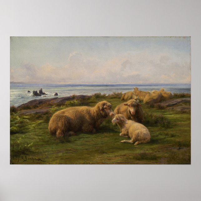 Poster Bonheur - Mouton Au Bord De La Mer 1865 (Devant)