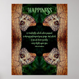 Poster Bonheur Papillon Brown Inspirationnel Abstrait