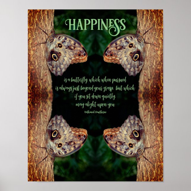 Poster Bonheur Papillon Brown Inspirationnel Abstrait (Devant)