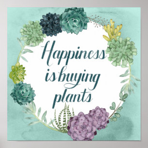 Poster Bonheur plante Happines achète des Plantes
