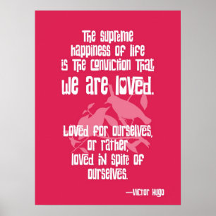 Poster Bonheur suprême. Citation de Victor Hugo