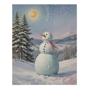 Poster Bonhomme de neige dans la lueur alpine