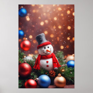 Poster Bonhomme de neige de Noël