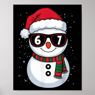 Poster Bonhomme de neige drôle Six Sept Noël 67 Mème Gen