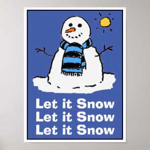 Poster Bonhomme de neige par une journée d'hiver ensoleil