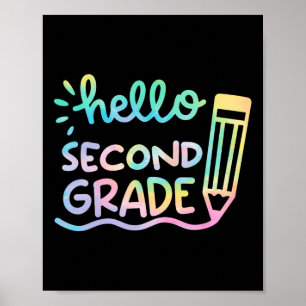 Poster Bonjour 2e année Enseignants de teinture de tarte 