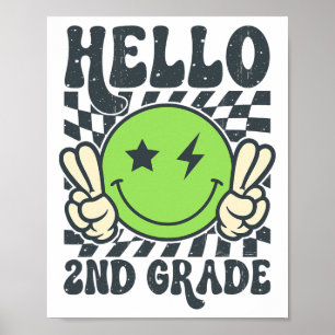 Poster Bonjour 2e année Vibes Groovy Sourire Visage Retou