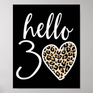 Poster Bonjour 30 Cadeaux Cœur Léopard 30 Ans Fête 30ème