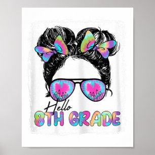 Poster Bonjour 8e année Fille aux cheveux en chignon déso