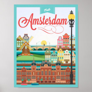 Poster Bonjour Amsterdam Holland Travel