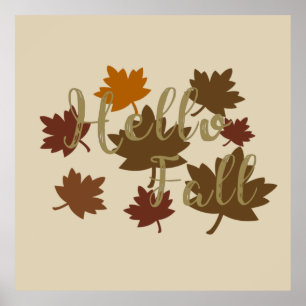 Poster Bonjour Automne aquarelle automne Feuilles d'autom