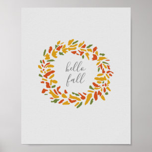 Poster Bonjour Automne Bienvenue Wreath Automne Peinture