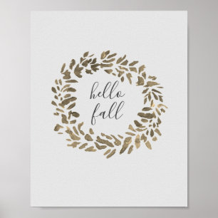 Poster Bonjour Automne Bienvenue Wreath Automne Peinture