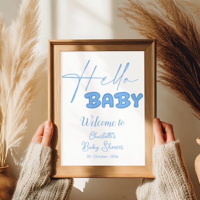 Poster Bonjour Baby Elegant Baby shower Bienvenue (Créateur téléchargé)