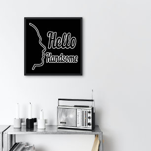 Poster Bonjour Beau Profil Visage Typographie Petite