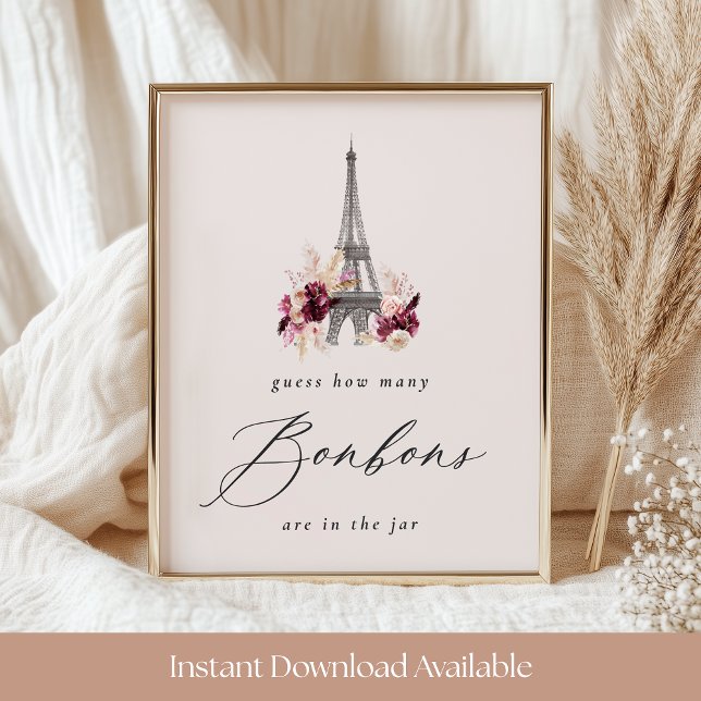 Poster Bonjour Bébé Baby Shower Bonbon Guessing Game Sign (Créateur téléchargé)