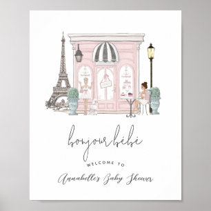 Poster Bonjour Bébé Café Français Paris Baby Shower Bienv