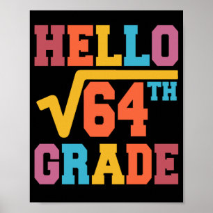 Poster Bonjour Carré de 8e année racine de 64 maths étudi