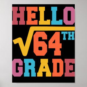 Poster Bonjour Carré de 8e année racine de 64 maths étudi