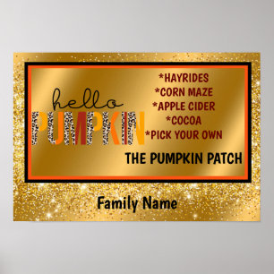 Poster Bonjour Citrouille Automne Personnaliser d'automne