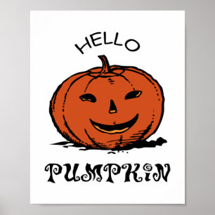 Poster Bonjour citrouille jack-o-lanterne illustration, N