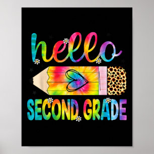 Poster Bonjour Crayon De Deuxième Année Tee Dye Retour À