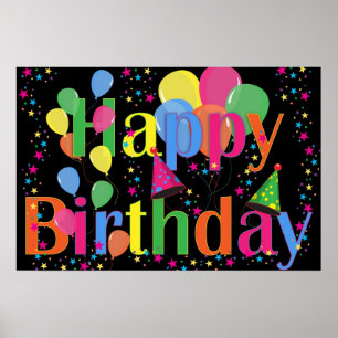 Poster BONJOUR D'ANNIVERSAIRE coloré