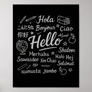 Poster Bonjour dans différentes langues Voyage Vacances E