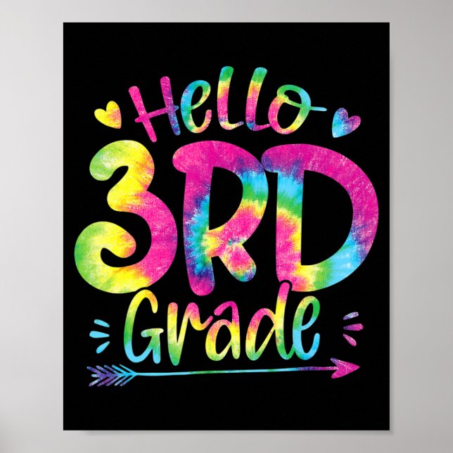 Poster Bonjour Enseignants de 3e année Étudiants Tie Dye  (Devant)