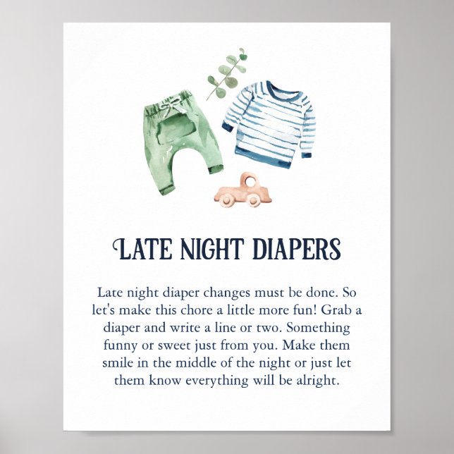 Poster Bonjour Garçon Bébé 'Late Night Diaper' (Devant)