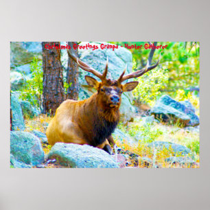 Poster Bonjour Noël Grand-père Hunter Gatherer