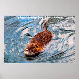 Poster Bonjour Noël Grand-père Hunter Gatherer