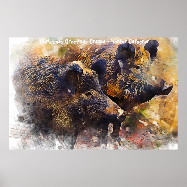 Poster Bonjour Noël Grand-père Hunter Gatherer (Devant)