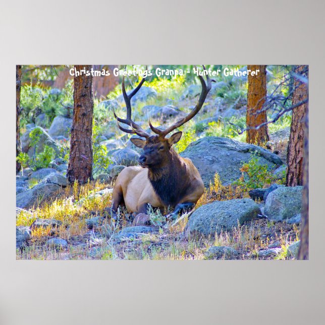 Poster Bonjour Noël Grand-père Hunter Gatherer (Devant)