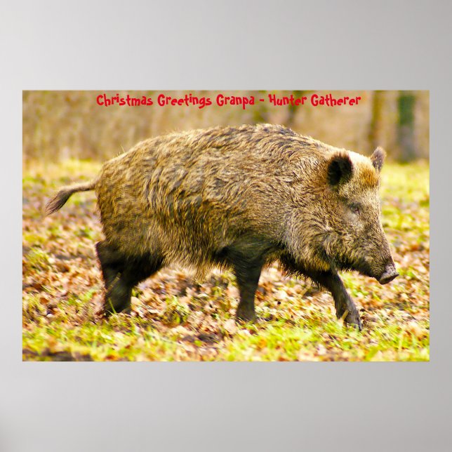 Poster Bonjour Noël Grand-père Hunter Gatherer (Devant)