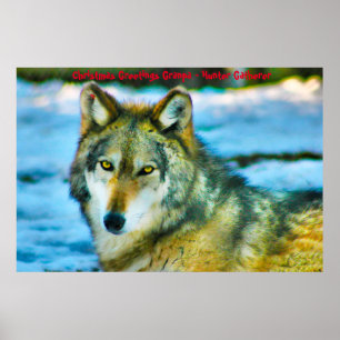 Poster Bonjour Noël Grand-père Hunter Gatherer