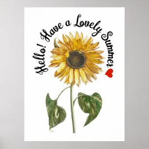 Poster Bonjour ! Profitez d'un été agréable - tournesol V