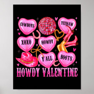 Poster Bonjour Saint-Valentin Cowgirl Occidental Cœurs Bo