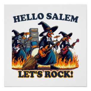 Poster Bonjour Salem Massachusetts Witch Rock Band