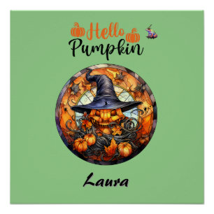 Poster Bonjour Scary Hallowe'en Citrouille