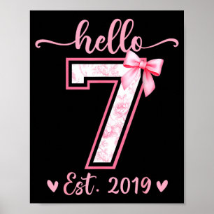 Poster Bonjour sept est 2019 7e anniversaire fille coquet
