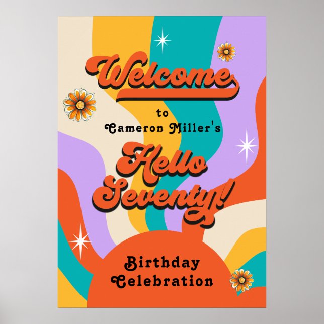 Poster Bonjour Soixante-dix Super fête d'anniversaire des (Devant)